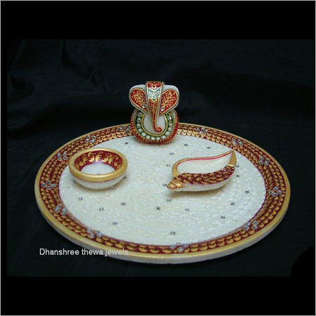 Marble Round Pooja Thali