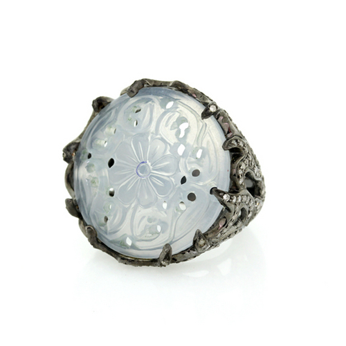 Carving Diamond Gemstone Ring