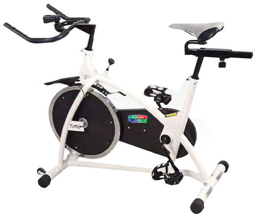 COMMERCIAL EXERCISE BIKE MODEL NO CM-110 - Steel Frame, White, 14 kg Flywheel | Adjustable Seat & Bars, Tension Control, Transport Wheels
