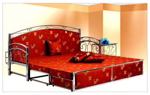 Sofa cum Bed - Metal Frame, 6x3x2 Feet, Red | Space-Saving, Comfortable, Stylish Design, Foam Mattress