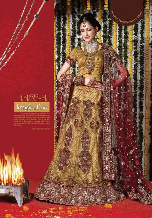 Wedding Sarees For Womens - Silk Blend, 55 Inches, Gold | Elegant Design, Zari and Stones Embroidery, Customizable Size