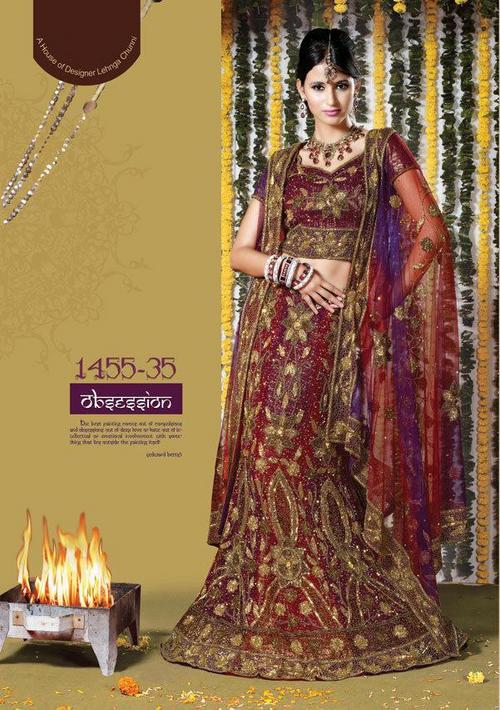 Marraige Wedding Collection for Womens - Silk Blend, 55 Inches, Burgundy | Hand-Stitched Embroidery, Elegant Design, Customizable Fit