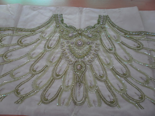 Net with Crystal Embroidery - Tulle/Net Fabric, Off-white Floral Design with Swarovski Crystals | Lightweight, Elegant, Durable, Versatile Use