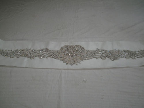 belt with crystal embroidery
