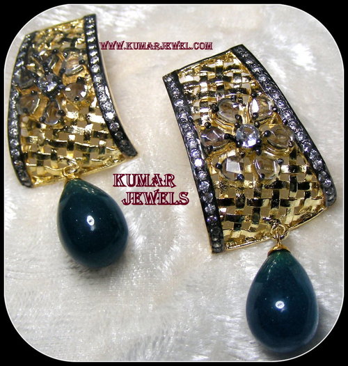 Artificial designer earrings in antique diamond style,green,pearl,ruby,dangling,traditional jewelry