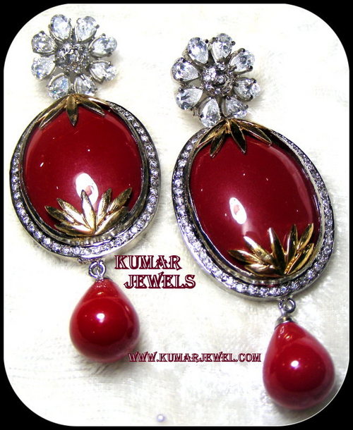 Designer earrings in ruby diamond style traditional,fancy,fashion,costume jewelry
