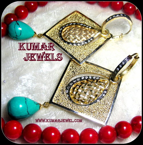 Artificial earrings diamond style with pearl green in antique,traditional fashion,imitation jewelry