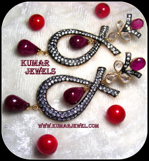artificial designer earrings in ruby,diamond style,royal look,traditional,western,fancy jewelry 