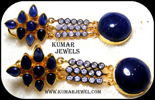 Artificial designer blue earrings in diamond styleloophangingslongdanglerroyal look jewelry