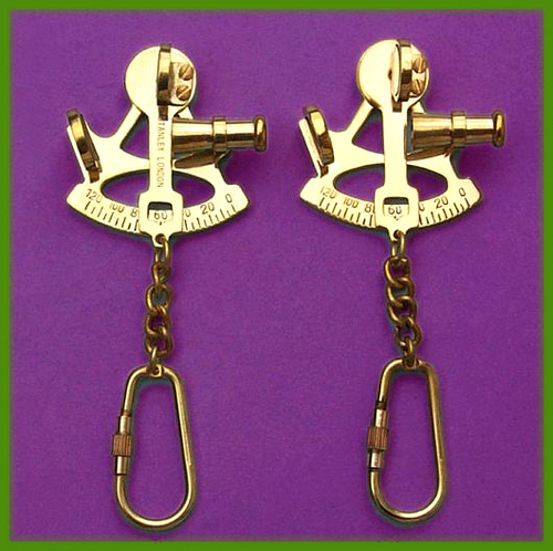 Solid Brass Sextant Key Chain