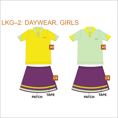 Daywear Girls School Uniform - Cotton, Multiple Sizes, Yellow | Durable Fabric, Colorfast, Easy Wash, Neat Stitching, Stylish Polo Shirt & Skirt