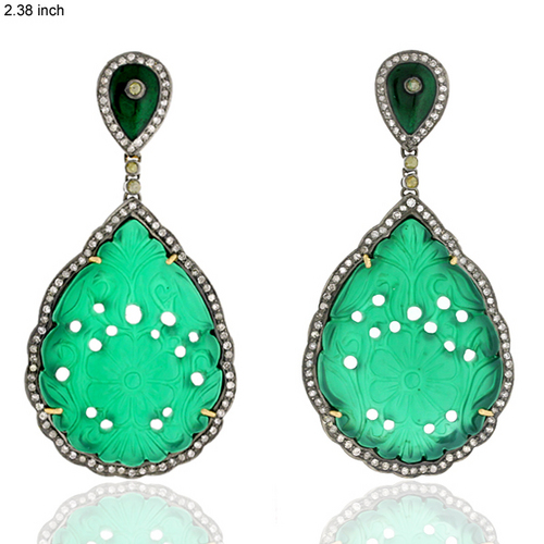 18k Gold Green Onyx Earring