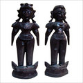Lakshmi Wooden Statues - Shivani Wood, Varied Sizes, Dark Brown | Intricate Details, Hand-carved, Elegant Design, Spiritual Decor