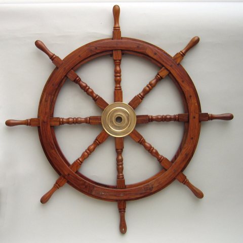 Wooden Ship Wheel Brass Fitted
