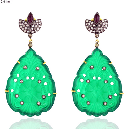 Designer Ruby Gemstone Diamond Dangle Earrings