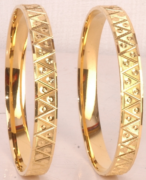 Side Cutting Bangles - Gold, 55-65 mm Diameter, Polished Finish | Elegant Design, Intricate Patterns, Fine Craftsmanship
