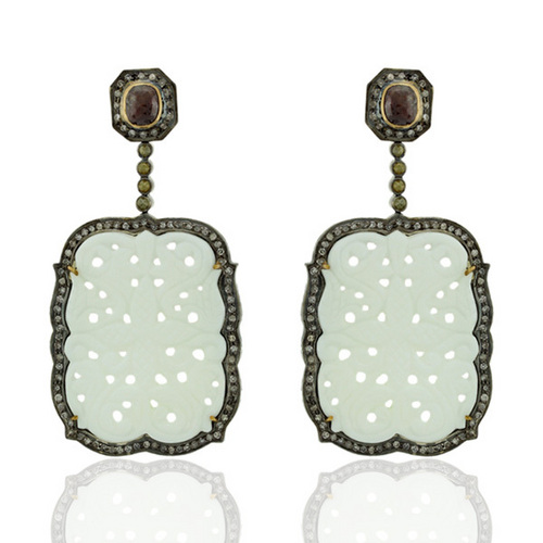 White Agate Designer Earring