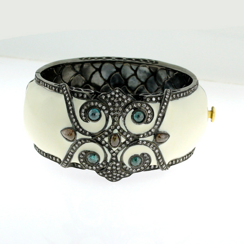 Enamel Pave Diamond Bangle