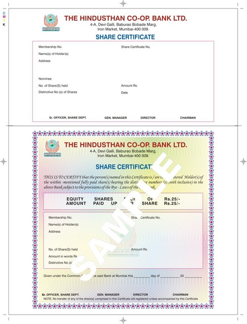 Share Certificate Paper