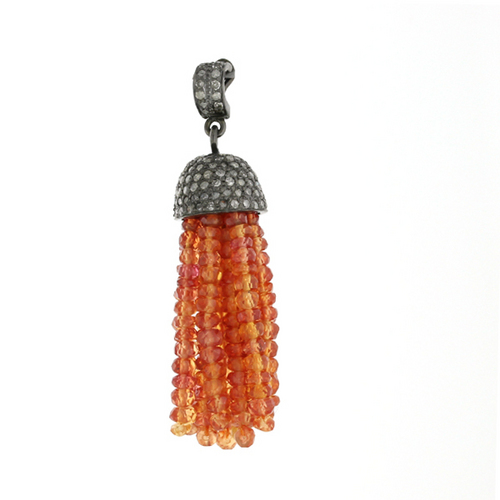 Designer Diamond Tassel Gemstone Beads Pendant