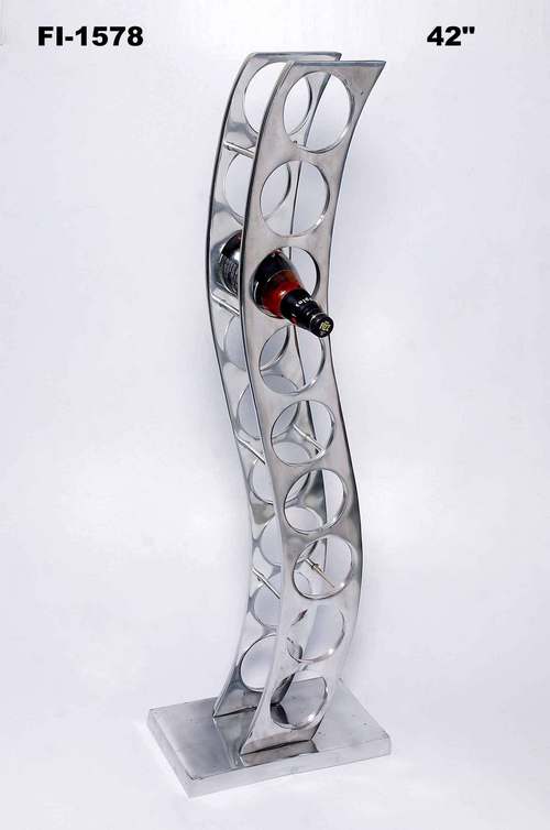Bottle Stand - Aluminum, 42 Inches, 8-Bottle Capacity | Elegant Design, Space Saving, Durable Material, Easy Assembly, Stylish Storage, Bottle Protection