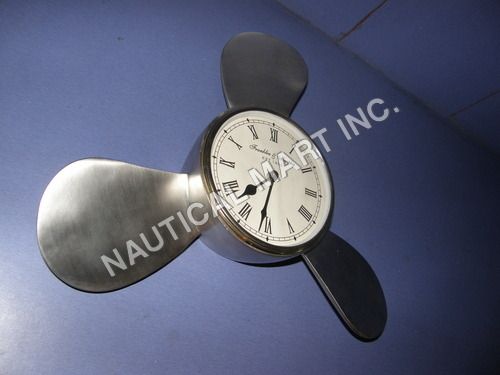 VINTAGE ALUMINUM FAN SHAPED WALL CLOCK