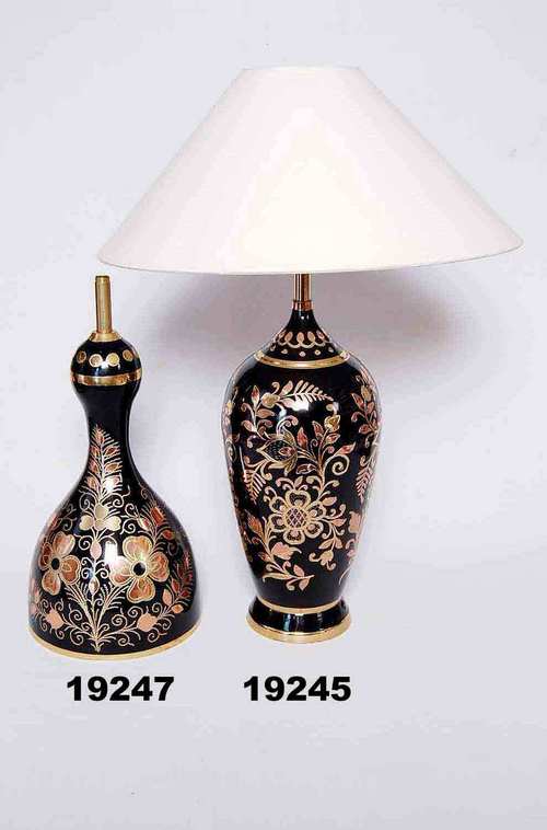 Brass Lamp - Brass, Varied Height, Black Color | Ambient Lighting, Durable Material, Elegant Design, Intricate Details, Stylish Accent