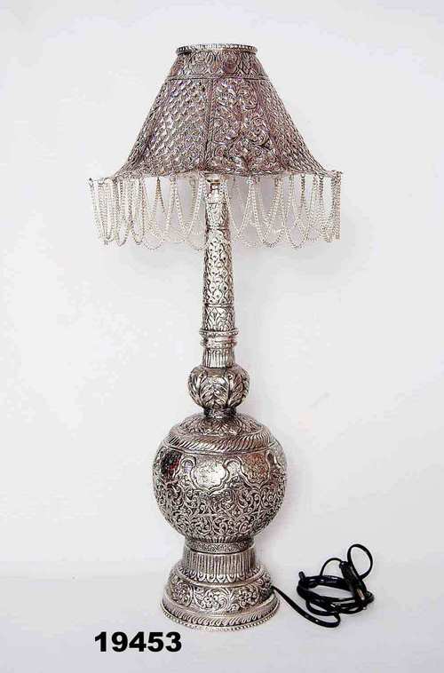 Lamp - Metal Construction, 600 mm Height, 150 mm Base Diameter, Silver Color | Ambient Lighting, Decorative Style, Intricate Design, E26 Socket