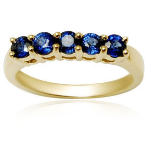 Fine Rings 5 Stone Sapphire Gold Gemstone Band