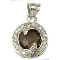 Cz And Smokey Silver Pendants Gender: Women