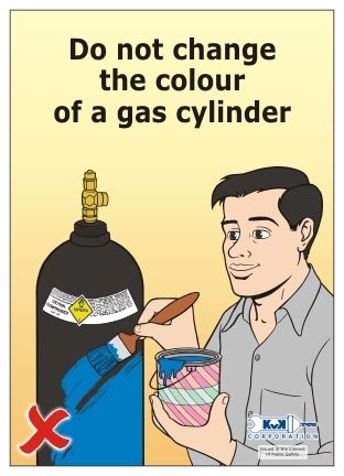 Cylinder Safety Poster - Acrylic Material, Round Shape, Black Color - Solvent Adhesive, Adhesive Sticker Design Printing