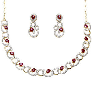 Diamond and ruby gold Necklaces