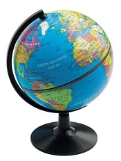 5" Political Globe - Plastic 5 Inch Blue | Two-Piece Sturdy Base Educational Desktop Tool