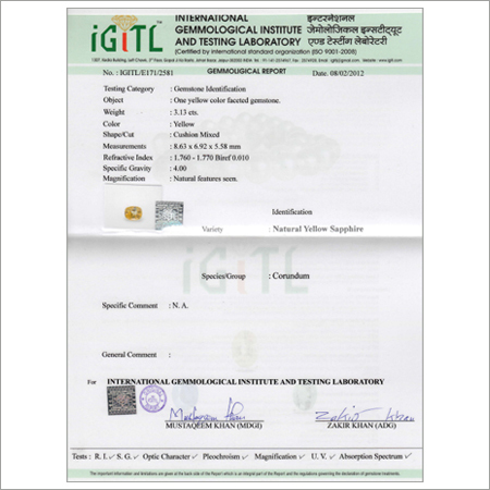 Natural Yellow Sapphire TOP with ISO Certificates