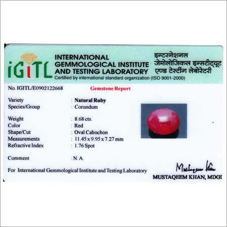 Natural Ruby POTA with ISO Certificates