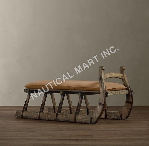 Vintage Antique Hungarian Sleigh Bench By Nautical Mart Inc.