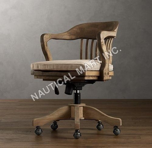 VINTAGE WOOD OFFICE CHAIR ANTIQUED BLACK