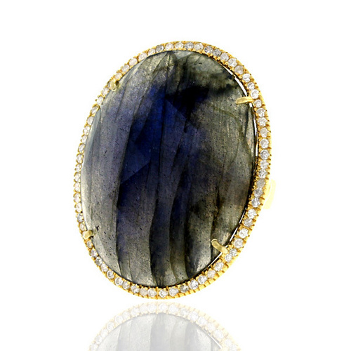 Labradorite Gemstone Oval Gold Ring