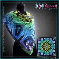 Blue And Green Digitally Printed Silk Scarves