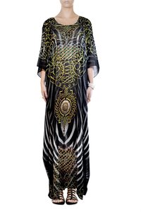 Animal Print Long Embellished Kaftan Bust Size: 60 Inch (in)