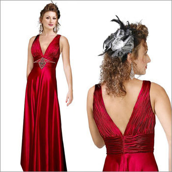 Evening Gown - Silk Satin, Customizable Size, Red Color | Comfortable Fit, Elegant Design, Stunning Silhouette, Beaded Waist, Floor-Length, V-Neck