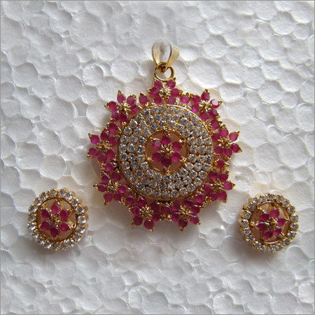 American Diamond Red Stone Set