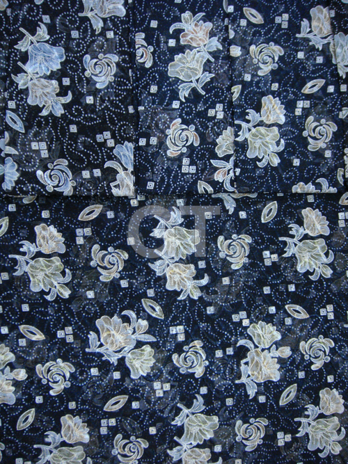 Floral print on weave pattern fabric