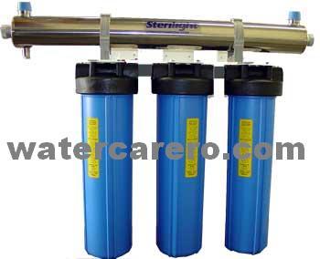 Water Care UV Water Purifier - Stainless Steel, 70x10x10 cm, Blue | UV Disinfection, Multi-Stage Filtration, 25W UV Lamp