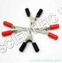 Crocodile Clip - Spring-loaded, Serrated Jaws, 50 Mm Length, 9 Mm Opening, Red & Black Insulation | High Accuracy, Temperature Resistant, Industrial Use, Warranty Included