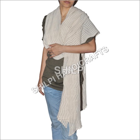 Cashmere Knitted Stole - Cotton Blend Standard Size Cream Color | Light in Weight Quick Dry Washable Ideal for Female Use