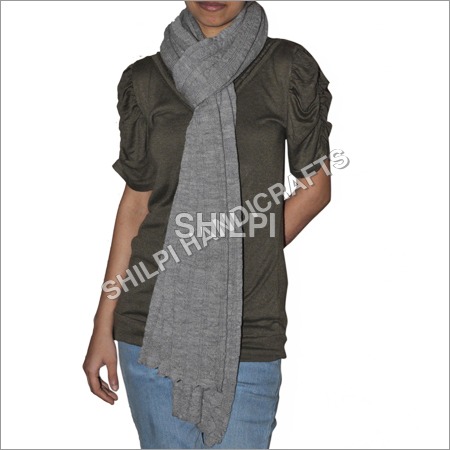 Merino Wool Knitted Stole - Cotton Blend Standard Size Grey Color | Lightweight Quick Dry Washable Plain Texture for Female Use