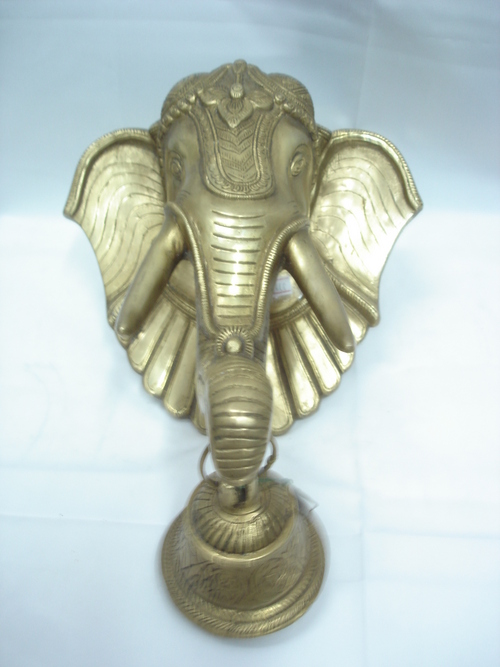 Brass Elephant Face with Bell