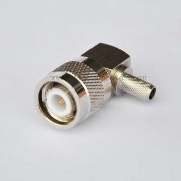 TNC Male R/A Crimp Connector for LMR200 Cable - Brass Nickel Plated, Gold Plated Brass Contact, 75Ω 0-2GHz | Low Contact Resistance, 1500V Dielectric Withstand, 500 Cycles Durability, Silicone Rubber Gasket