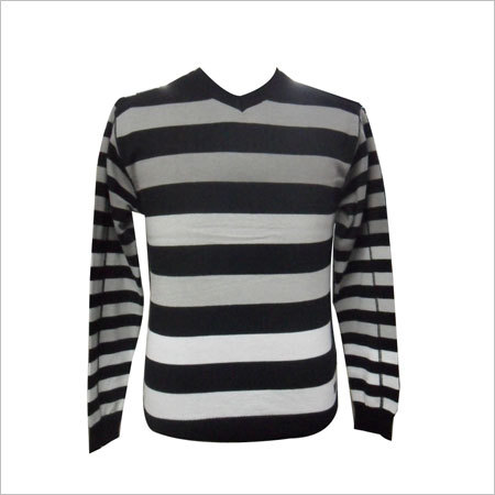 Woolen Sweaters - Wool, Multiple Sizes, Black | Soft Wool, Durable, Striped Design, V-Neck, Long Sleeve, Warm Comfortable